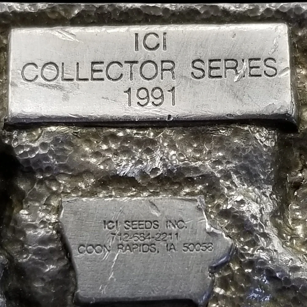 Vintage ICI Seeds Inc.‎ Belt Buckle 1991 Collector Series Growing Together Iowa